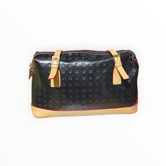 Arcadia Black & Beige Patent Leather Shoulder Bag One Size - Picture 9 of 13